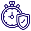 a clock and shield icon